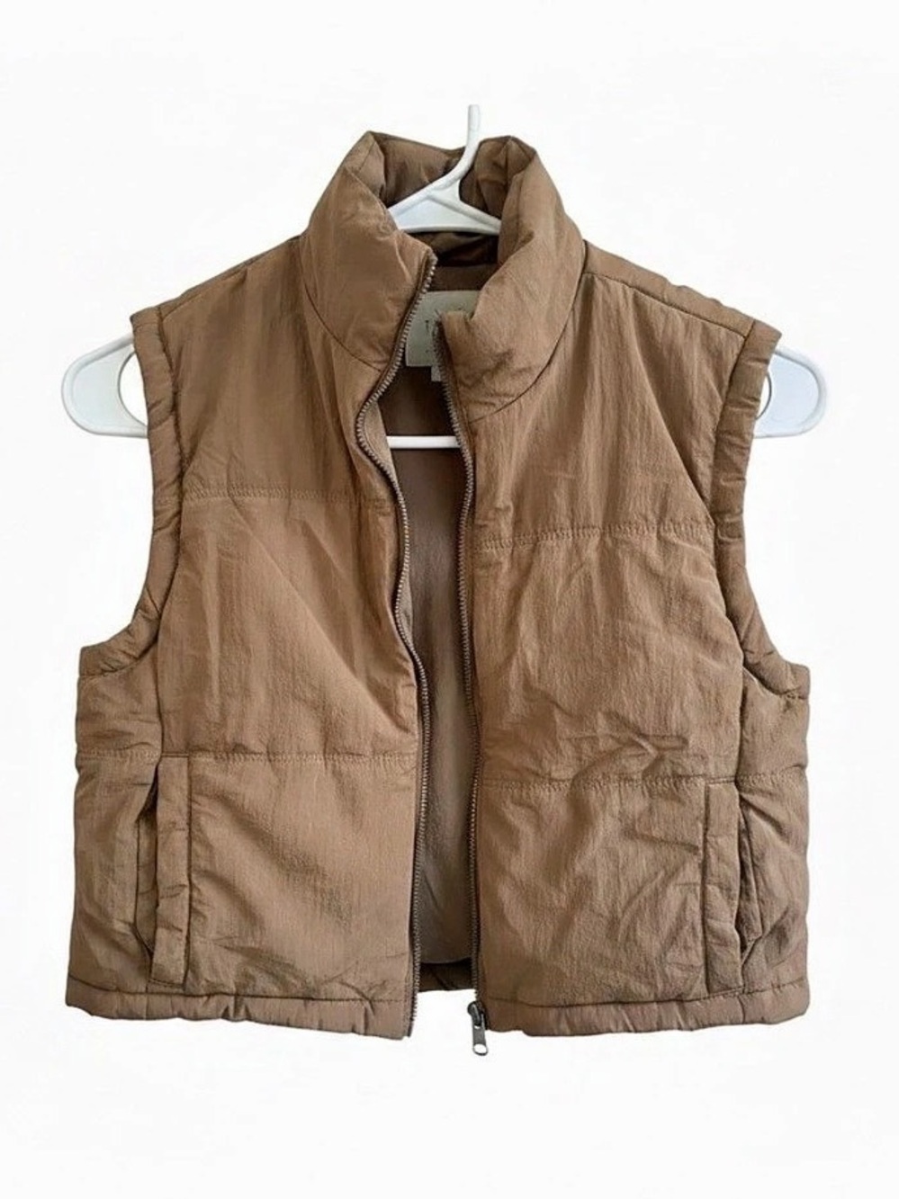 Thread and Supply Quilted Zip Front Vest in Brown